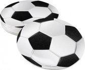 voetbal onderzetters 6 stuks zwart/wit 10 cm