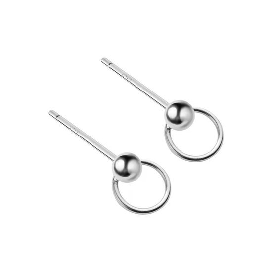 Gading® dames zilver oorknoppen met ringetje  - 6mm - 925 zilveren