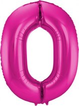 folieballon cijfer 0 86 cm roze