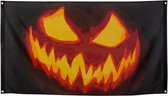 vlag Creepy Pumpkin 90 x 150 cm polyester zwart/oranje