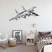 Muursticker Straaljager - Zwart - 80 x 47 cm - baby en kinderkamer