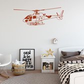 Muursticker Helikopter -  Bruin -  120 x 43 cm  -  baby en kinderkamer - Muursticker4Sale