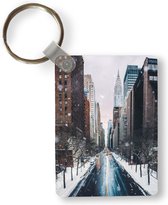 Sleutelhanger - New York - Sneeuw - Manhattan - Winter - Straat - Uitdeelcadeautjes - Plastic