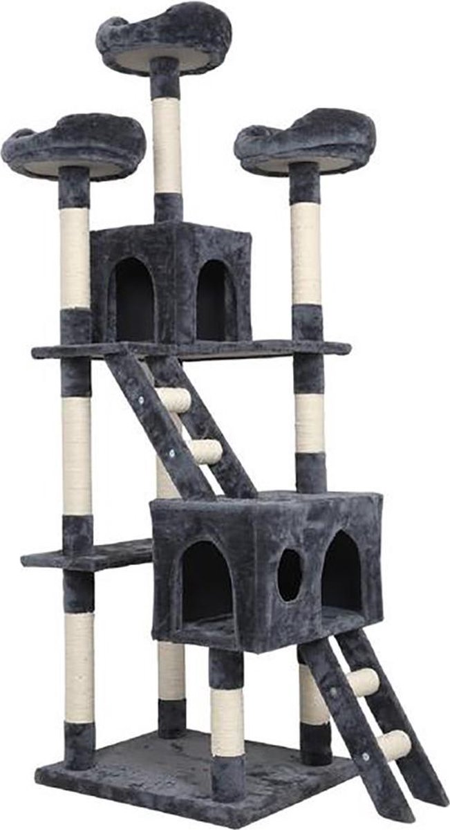 NumberOne® Grote Krabpaal Voor Katten - Ladders en Kijkplatforms - Donkergrijs