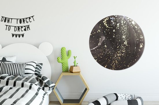 Wall Circle - Wall Circle - Marbre - Goud - Zwart - Motifs - Aluminium - Dibond - 90x90 cm - Intérieur et Extérieur