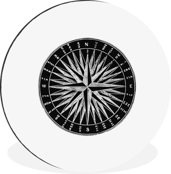 WallCircle - Wandcirkel - Muurcirkel - Retro - Kompas - Reizen - Aluminium - Dibond - ⌀ 30 cm - Binnen en Buiten