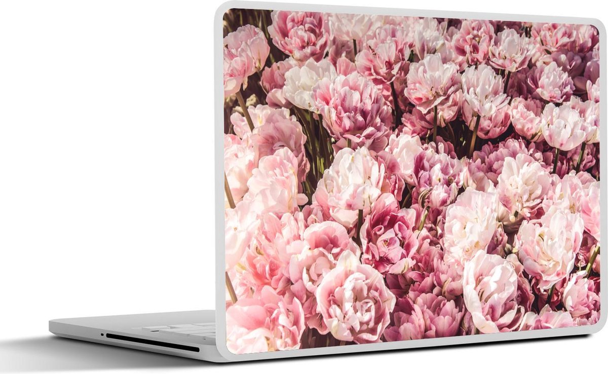 Laptop sticker - 10.1 inch - Bloemen - Natuur - Roze - 25x18cm - Laptopstickers - Laptop skin - Cover