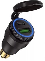 12V USB- C Adapter Hella/DIN voor motoren BMW, Triumph, Honda etc lader