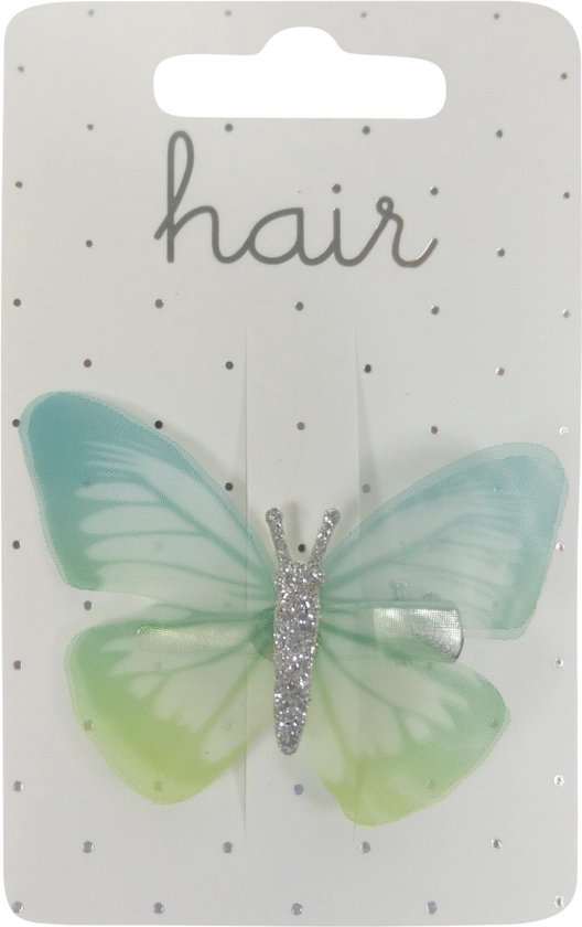 Haarspeldjes duckclip 6.0cm Vlinder met Glitter - Groen - 1 stuk