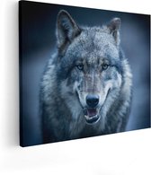 Artaza Canvas Schilderij Wolvenkop Met Blauwe Ogen - Wolf - 100x80 - Groot - Foto Op Canvas - Canvas Print
