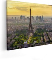 Artaza Canvas Schilderij Skyline Van Parijs Met De Eiffeltoren - 100x80 - Groot - Foto Op Canvas - Canvas Print