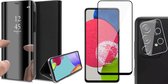 Hoesje geschikt voor Samsung Galaxy A52s - Spiegel Book Case - Zwart - Met Full Screenprotector en Camera Screen Protector