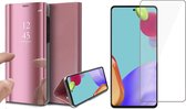 Samsung Galaxy A52s Hoesje en Screenprotector - Spiegel Book Case - Roze