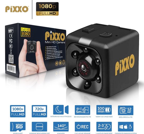 PiXXO® v2 Mini Spy Camera - Full HD 1080P/30fps - Spy Camera - Verborgen  Camera - Spy... | bol.com