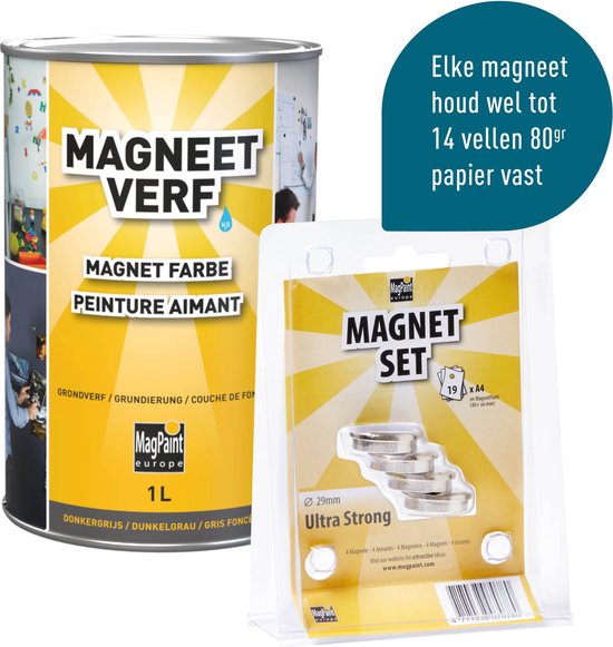 MagPaint | Magneetverf | 1L (2m²) | + 23mm Magneten