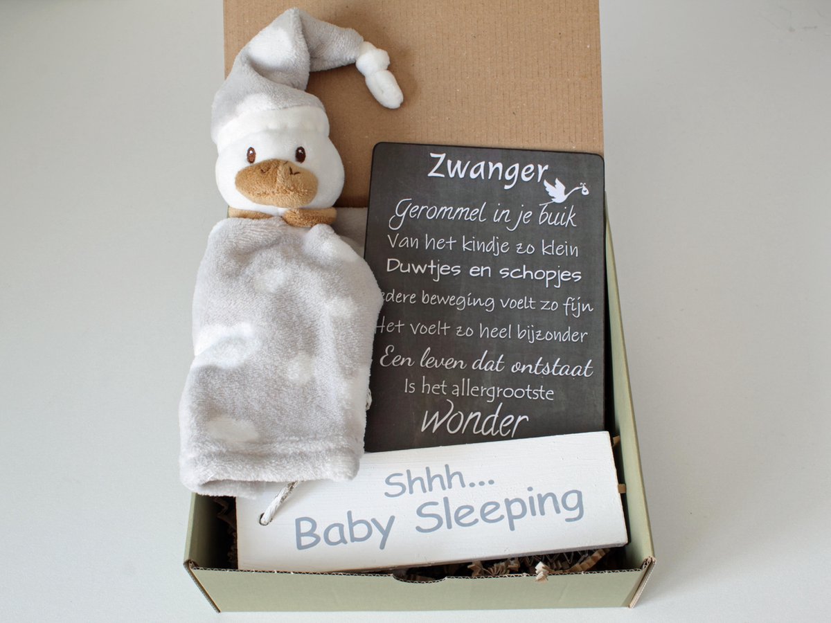 Goedkoopste Kraam cadeau minibox knuffeldoek Duckie, cadeau zwangerschap, kraamkado jongen, kraamkado meisje