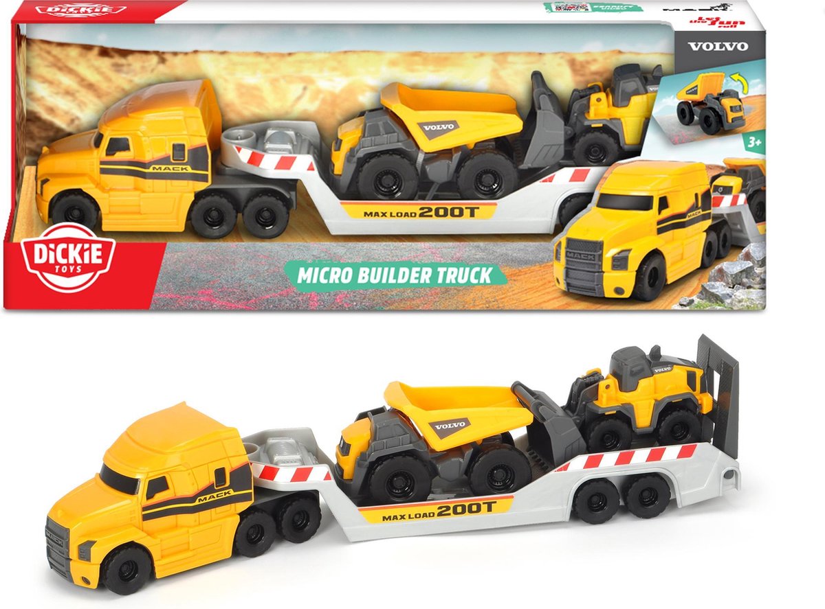 Dickie Toys Mack/Volvo - Micro Constructie - 32 cm - Speelgoedvoertuig ...