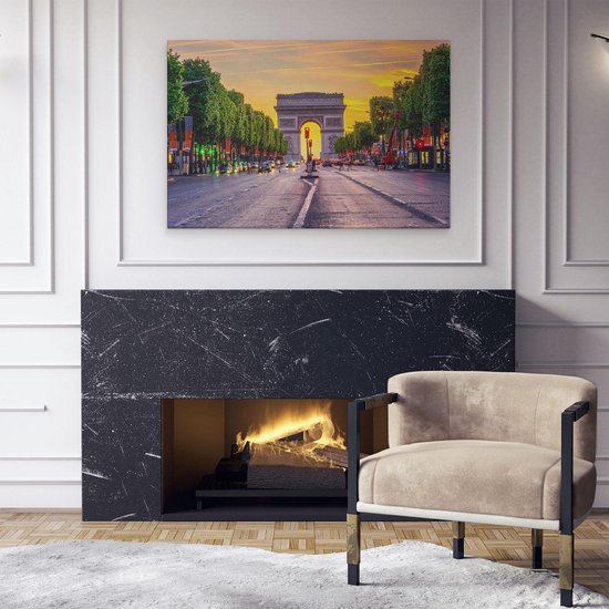 Artaza Toile Peinture Arc De Triomphe A Paris De La Rue - 90x60 - Tableau Sur Toile - Impression Sur Toile