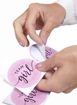 Team girl stickers - stickers - girl - roze - rond -12 stuks -gender reveal party -gender reveal roze -geslachtsbepaling -stickers team girl