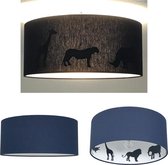 Plafondlamp Roozje - Reverse silhouette Jungle dieren blauw - 35cm