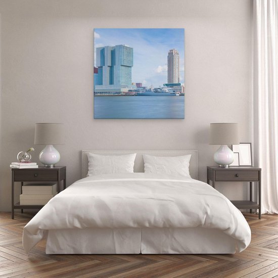 Artaza - Peinture sur toile - Skyline de Rotterdam sur l' Water - 80 x 80 - Groot - Photo sur toile - Impression sur toile