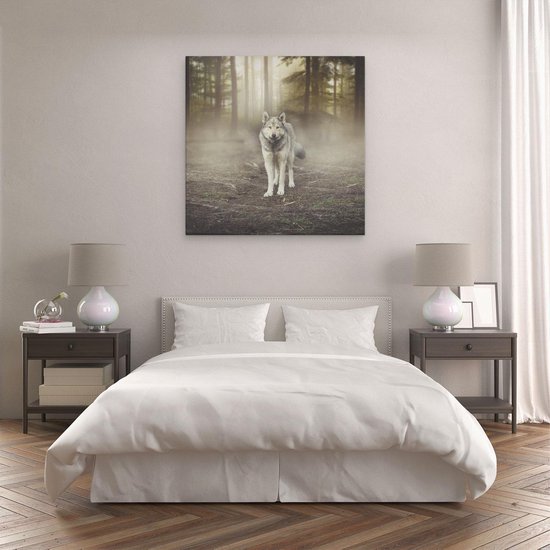 Artaza Peinture Sur Toile Loup Gris Dans La Forêt - 80x80 - Groot - Photo Sur Toile - Impression Sur Toile