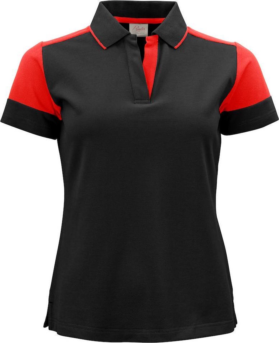 Printer Prime Polo Lady Zwart/Rood - Maat S