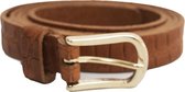 Damesriem Leer Cognac Camel Snake 2cm Goud Gesp Maat 75 (XS) Tannery.nl