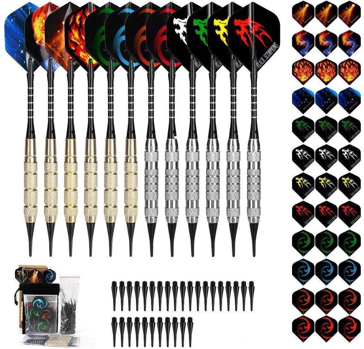 Awroutdoor - Dartpijlen met plastic tip - 12 stuks | soft darts set | 18 g | professionele soft darts - Awroutdoor
