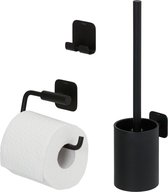 Tiger Colar - Ensemble d'accessoires de toilettes - Brosse WC avec support - Porte-rouleau papier toilette sans rabat - Crochet porte-serviette – Noir