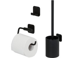 Tiger Colar - Toiletaccessoireset - Toiletborstel met houder - Toiletrolhouder zonder klep - Handdoekhaak – - Zwart