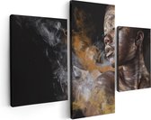 Artaza - Triptyque de peinture sur toile - Femme africaine avec Argent et or - 90x60 - Photo sur toile - Impression sur toile