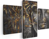 Artaza - Triptyque de peinture sur toile - Bouddha doré de l'aquarelle - Abstrait - 90x60 - Photo sur toile - Impression sur toile