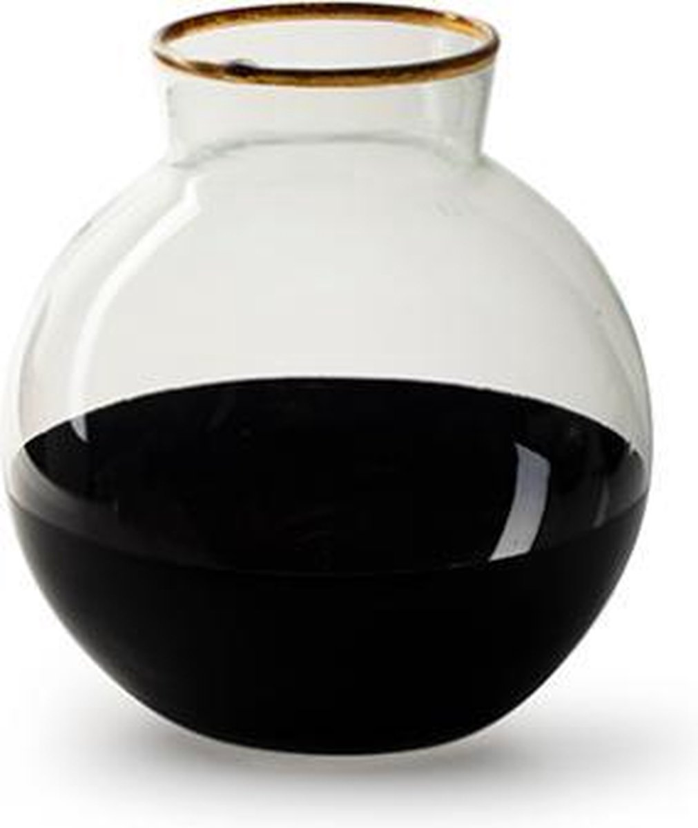 Vaas 'sugar' zwart/goud h19 d19 cm