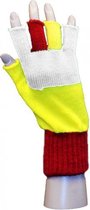 handschoenen vingerloos unisex geel/rood/wit one size