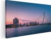 Artaza Canvas Schilderij Erasmusbrug In Rotterdam Met Zonsondergang - 40x20 - Klein - Foto Op Canvas - Canvas Print