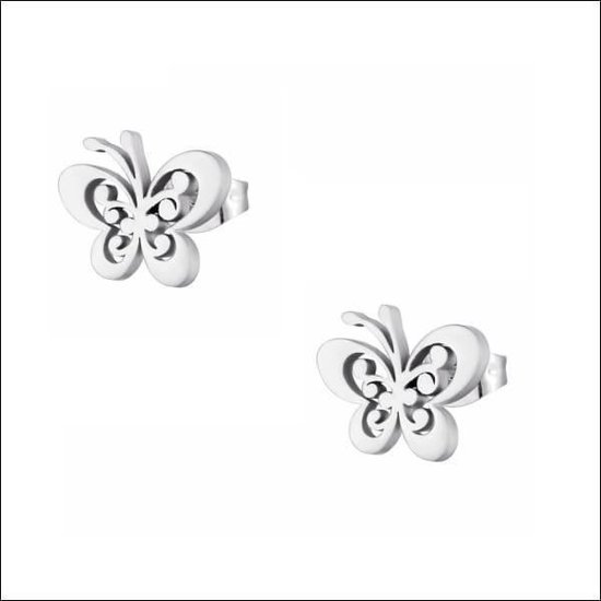 Aramat jewels ® - Zweerknopjes oorbellen vlinder zilverkleurig chirurgisch staal 9mm x 11mm