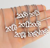 Bixorp Jaartal 2015 Ketting Zilverkleurig - Stainless Steel / Roestvrij Staal - Cadeau voor haar