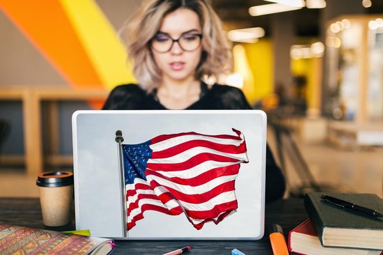 Sticker ordinateur portable - 15,6 pouces - Amérique - Drapeau - Ciel