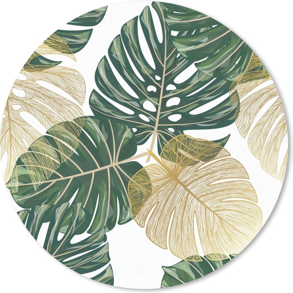 Muismat rond 30x30 cm - Mousepad Tropisch - Bladeren - Groen - Ronde muismatten