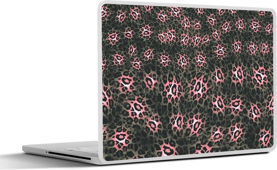Laptop sticker - 17.3 inch - Luipaardprint - Roze - Grijs - Dieren ...