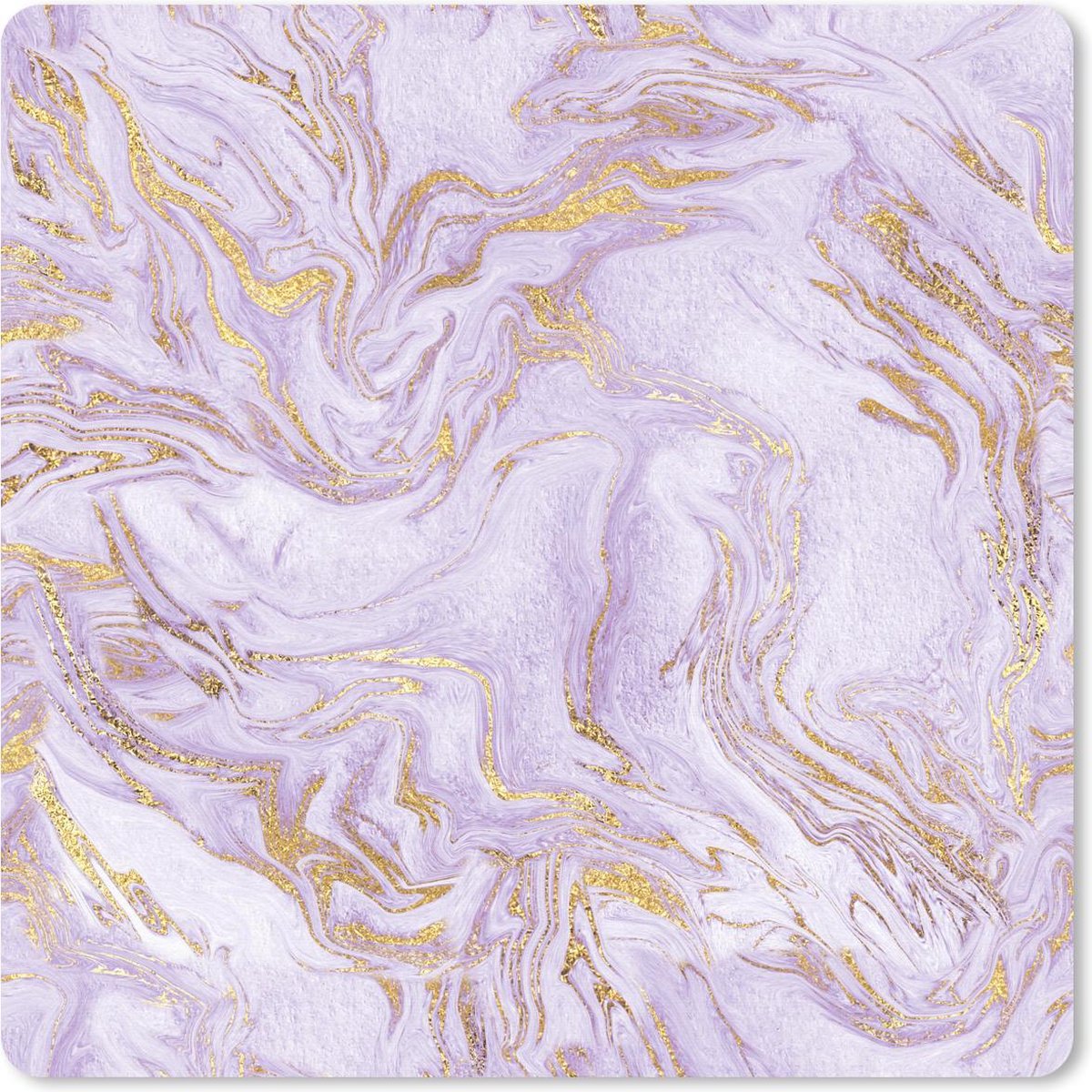 Muismat 30x30 cm - Mousepad Marmer - Lila - Goud - Muismatten