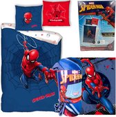 Marvel Spider-Man Dekbedovertrek- Eenpersoons 140 x 200 cm- 100% Katoen- Jongens meisjes dekbed, incl. Spider-man Fleecedeken 100x140