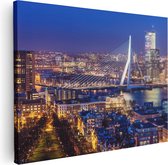 Artaza Canvas Schilderij Rotterdamse Skyline Met De Erasmusbrug  - 80x60 - Foto Op Canvas - Canvas Print