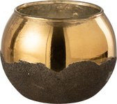 J-Line Windlicht Nevada Bol  Glas Goud Set van 3 stuks