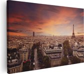 Artaza Canvas Schilderij Skyline Parijs Met Eiffeltoren - 120x80 - Groot - Foto Op Canvas - Wanddecoratie Woonkamer