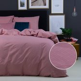 Y-NOT - Mat Satijn Diamond Twist - Dekbedovertrek - microfibre - 2 Persoons - 200x200/220 cm - Roze