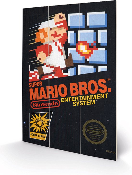Super Mario Bros - NES Cover Wood Print 20 X 29.5 cm
