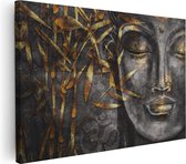 Artaza Canvas Schilderij Gouden Boeddha Van Aquarel - Abstract - 120x80 - Groot - Foto Op Canvas - Wanddecoratie Woonkamer