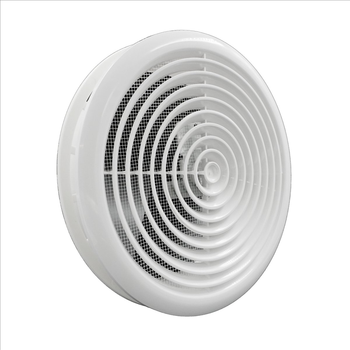 Ventilatierooster & hoge montagebus & klemring aansluitdiameter Ø200mm, kunststof wit